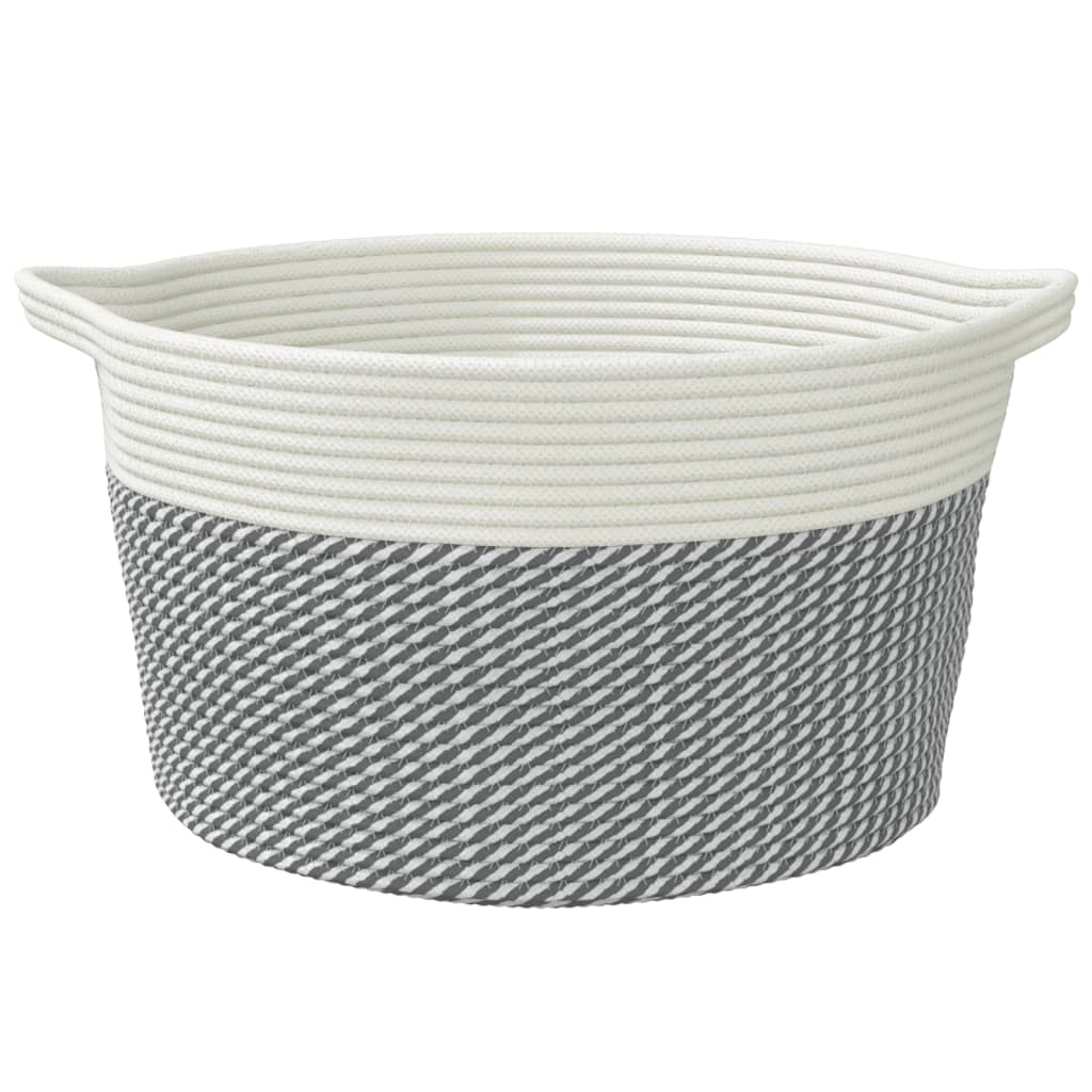 Storage Basket Grey and White Ø40x25 cm Cotton