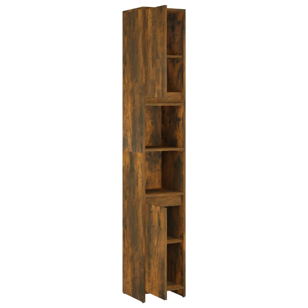 vidaXL Bathroom Cabinet Smoked Oak 30x30x183.5 cm Engineered Wood