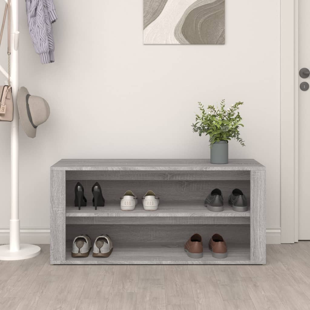 vidaXL Shoe Rack Grey Sonoma 100x35x45 cm Engineered Wood