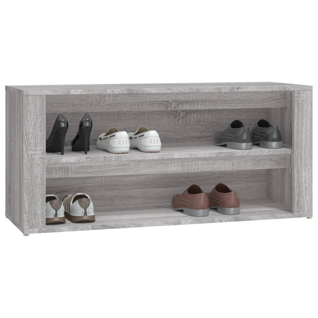 vidaXL Shoe Rack Grey Sonoma 100x35x45 cm Engineered Wood