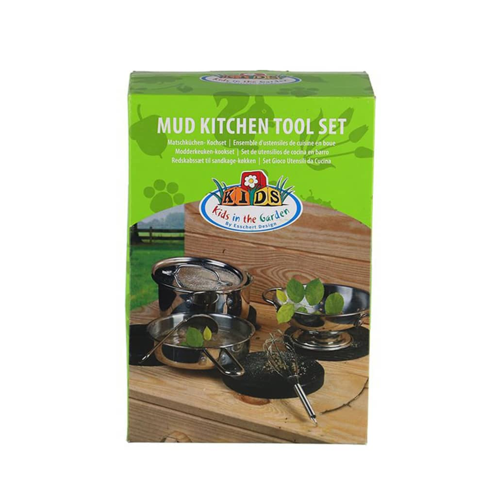 Esschert Design 6 Piece Play Tool Set for Mud Kitchen Stainless Steel