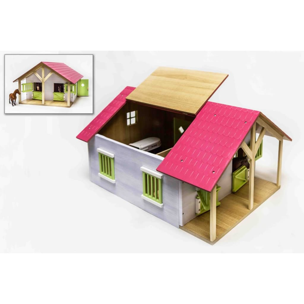 Kids Globe Farm Stables with 2 Boxes and 1 Workshop 1:24 610168