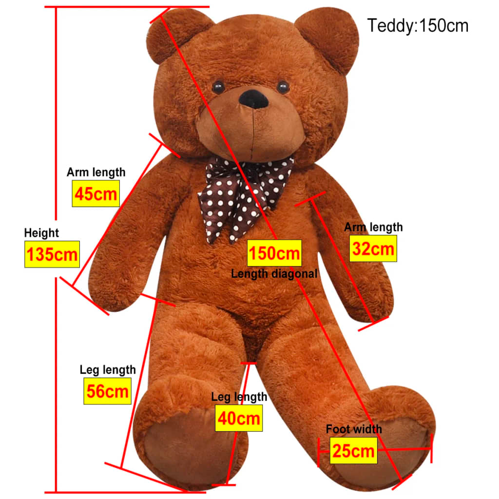 vidaXL XXL Soft Plush Teddy Bear Toy Brown 135 cm