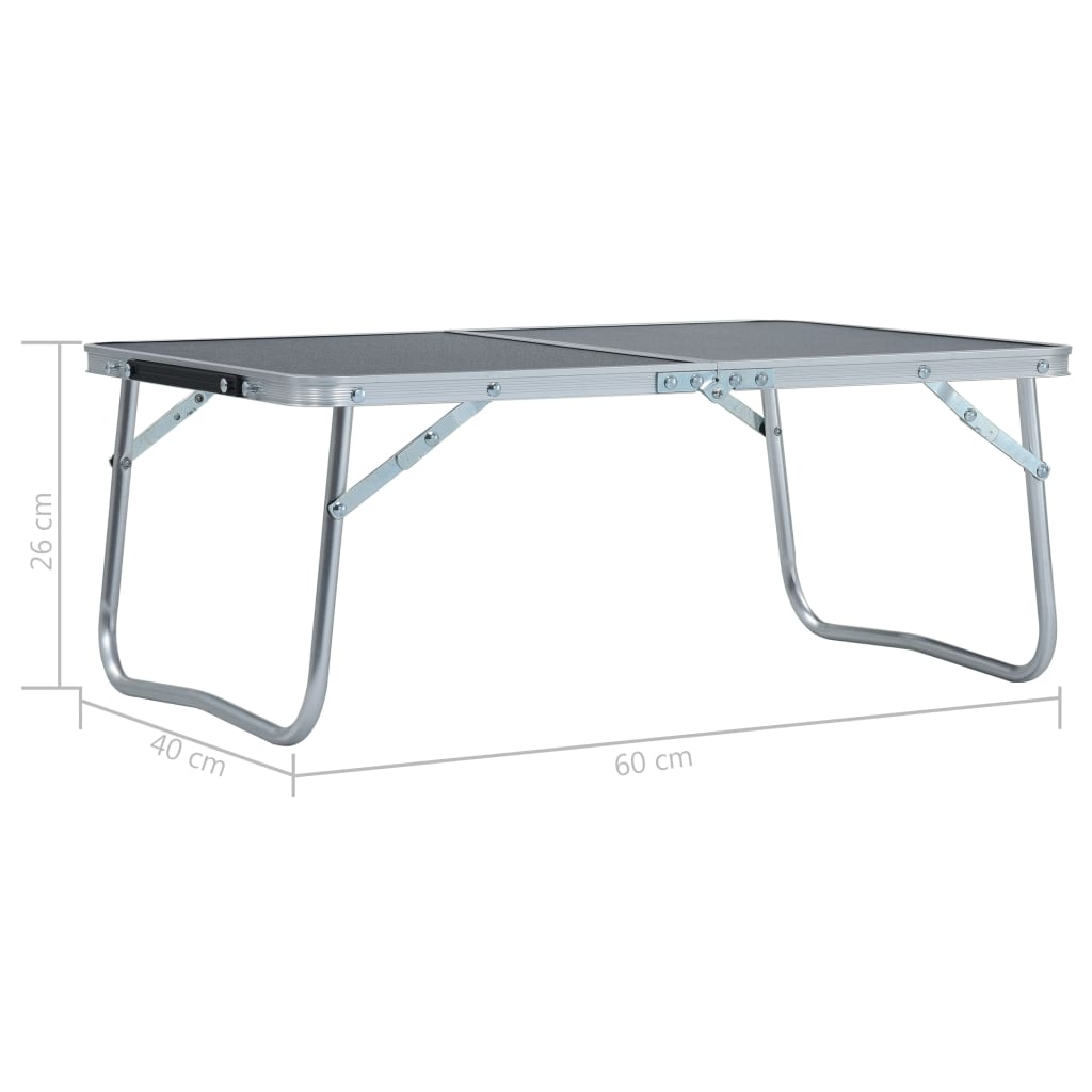 Folding Camping Table Grey Aluminium 60x40 cm