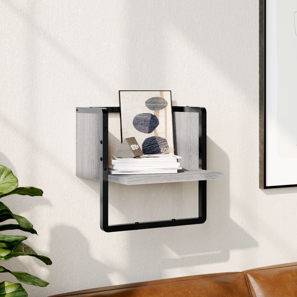 Wall Shelf with Bar Grey Sonoma 30x25x30 cm