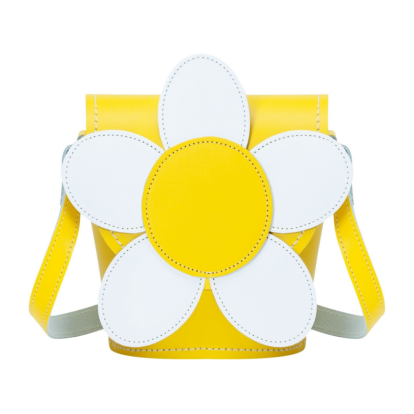 Handmade Leather Daisy Barrel Bag - Pastel Yellow