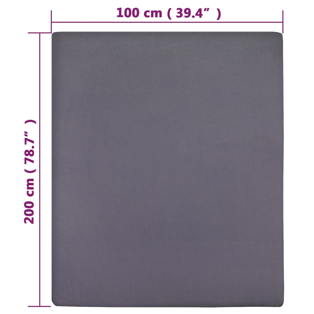 Jersey Fitted Sheet Anthracite 100x200 cm Cotton