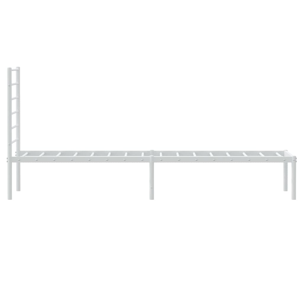 vidaXL Metal Bed Frame with Headboard White 90x190 cm Single