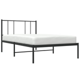 vidaXL Metal Bed Frame with Headboard Black 100x190 cm