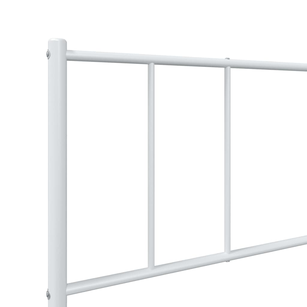 vidaXL Metal Bed Frame with Headboard White 100x200 cm