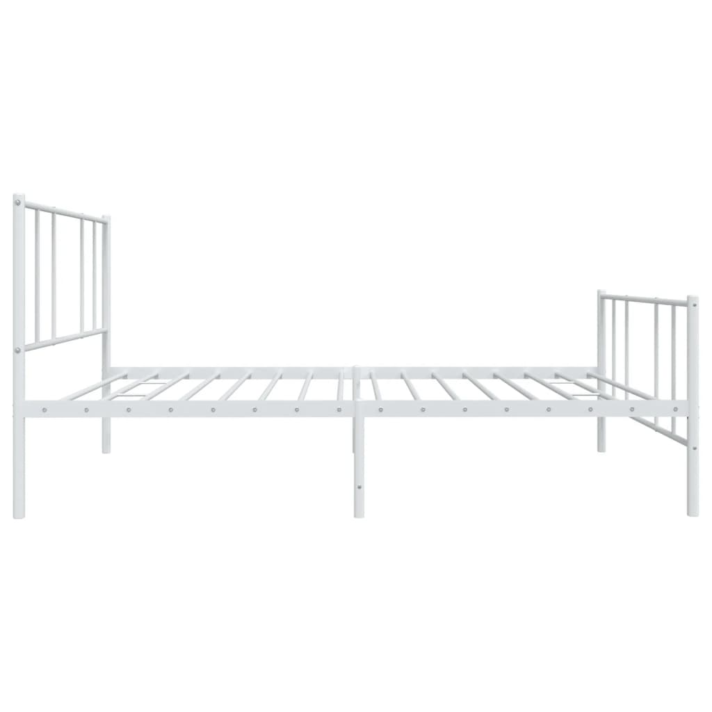 vidaXL Metal Bed Frame with Headboard and Footboard White 75x190 cm Small Single