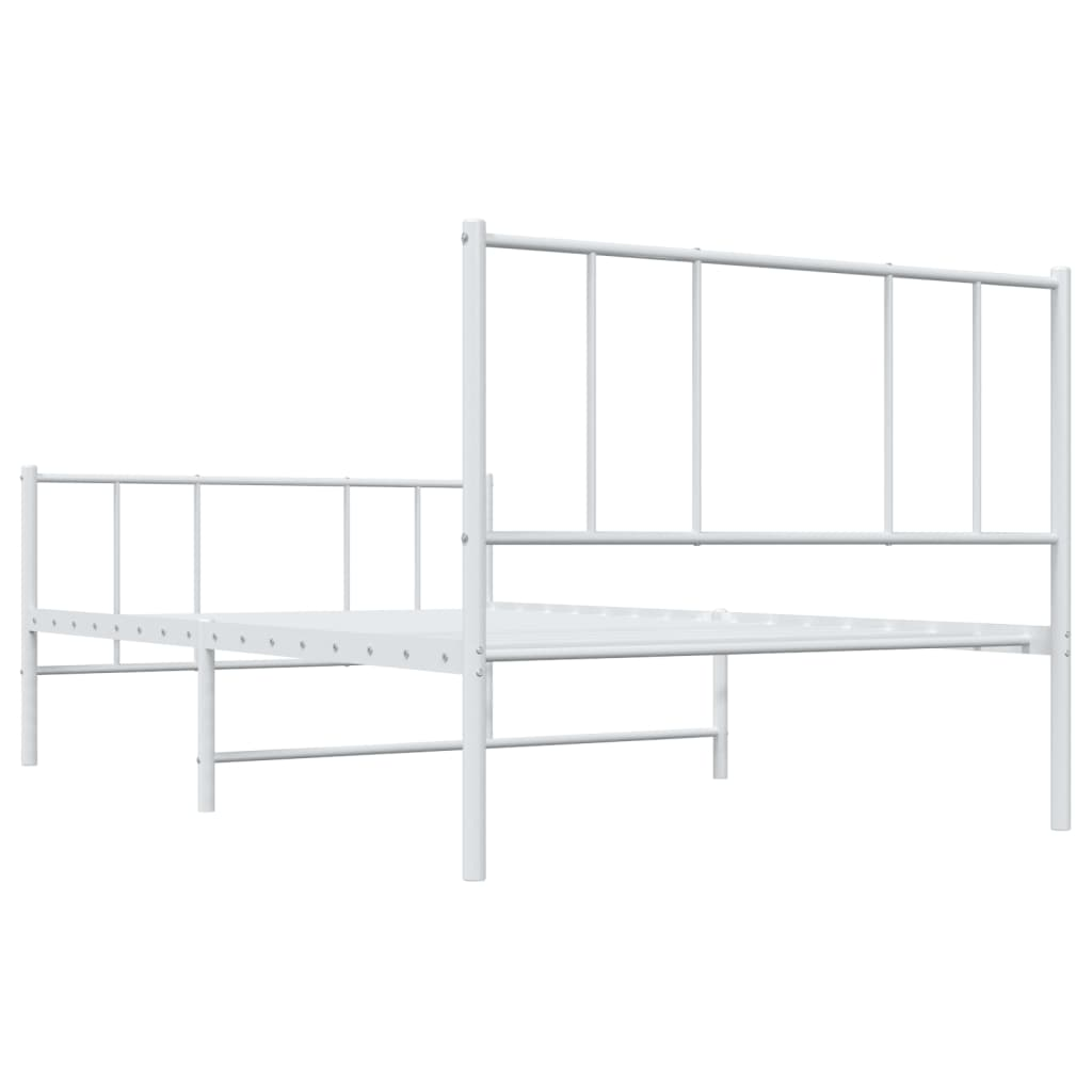 vidaXL Metal Bed Frame with Headboard and Footboard White 75x190 cm Small Single