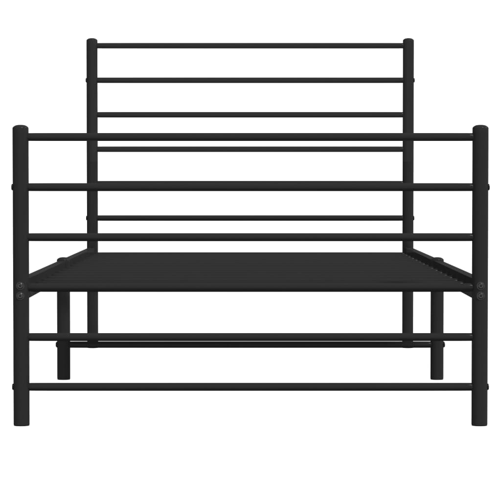 vidaXL Metal Bed Frame with Headboard and Footboard Black 90x200 cm