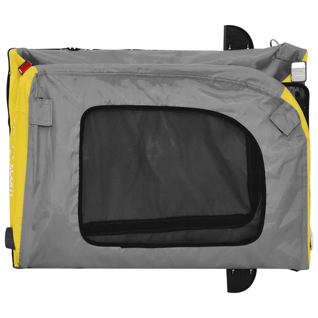 vidaXL Pet Bike Trailer Yellow and Grey Oxford Fabric and Iron