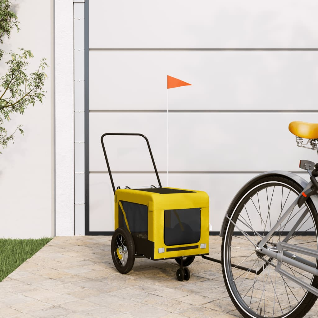 vidaXL Pet Bike Trailer Yellow and Black Oxford Fabric and Iron