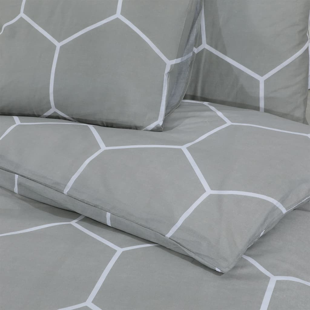 vidaXL Duvet Cover Set Grey 135x200 cm Cotton