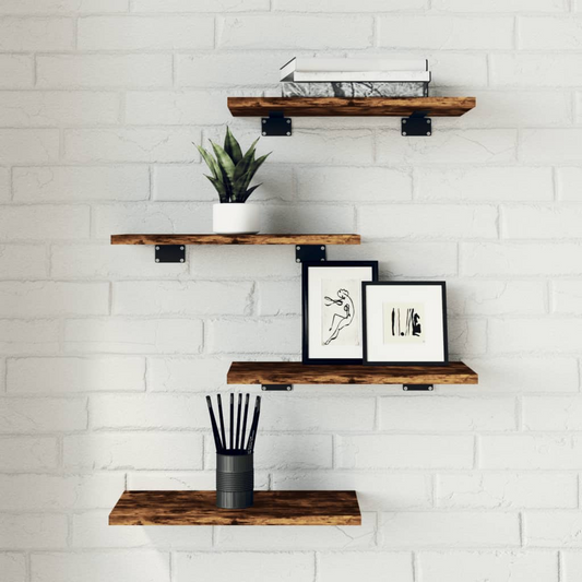 Wall Shelves 4 pcs Smoked Oak 40x20x1.5 cm Engineered Wood