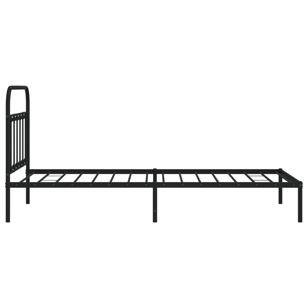 vidaXL Metal Bed Frame with Headboard Black 107x203 cm