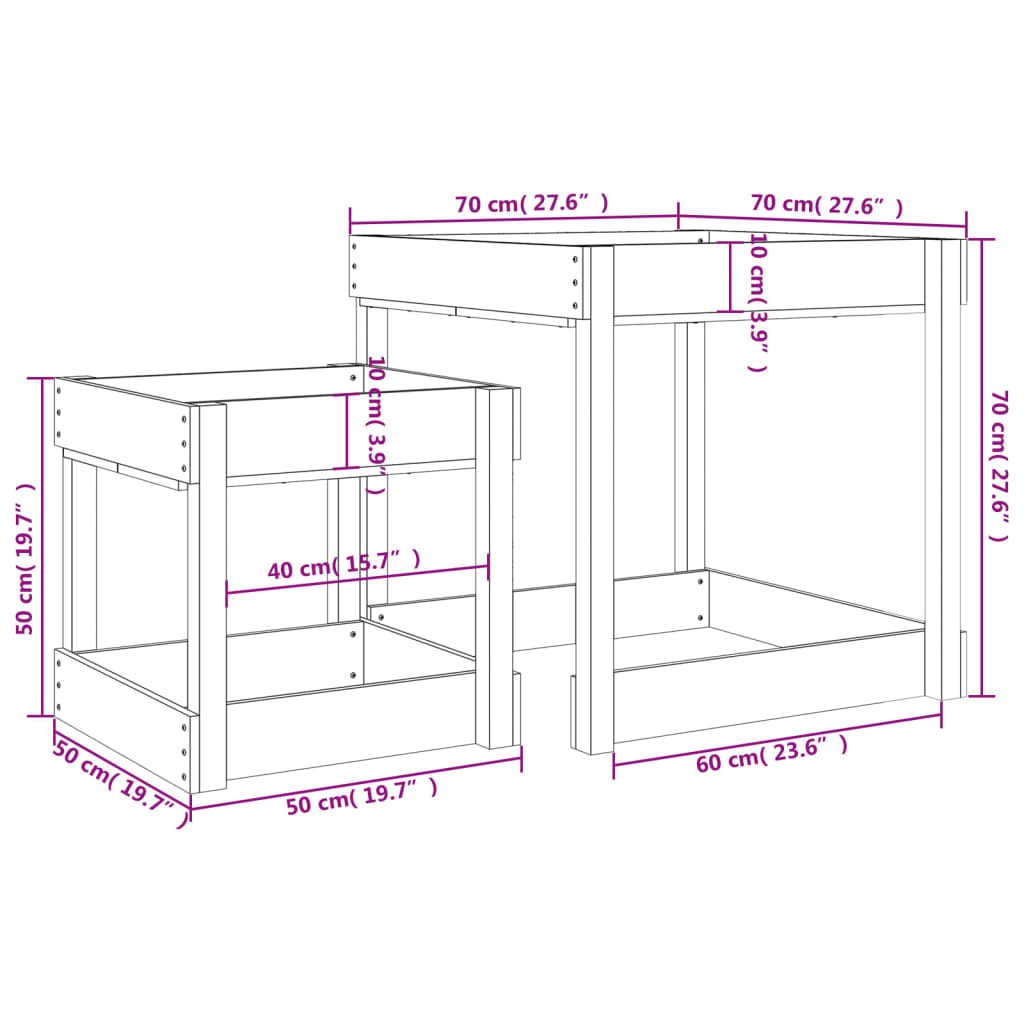 vidaXL Sand Tables 2 pcs Solid Wood Douglas