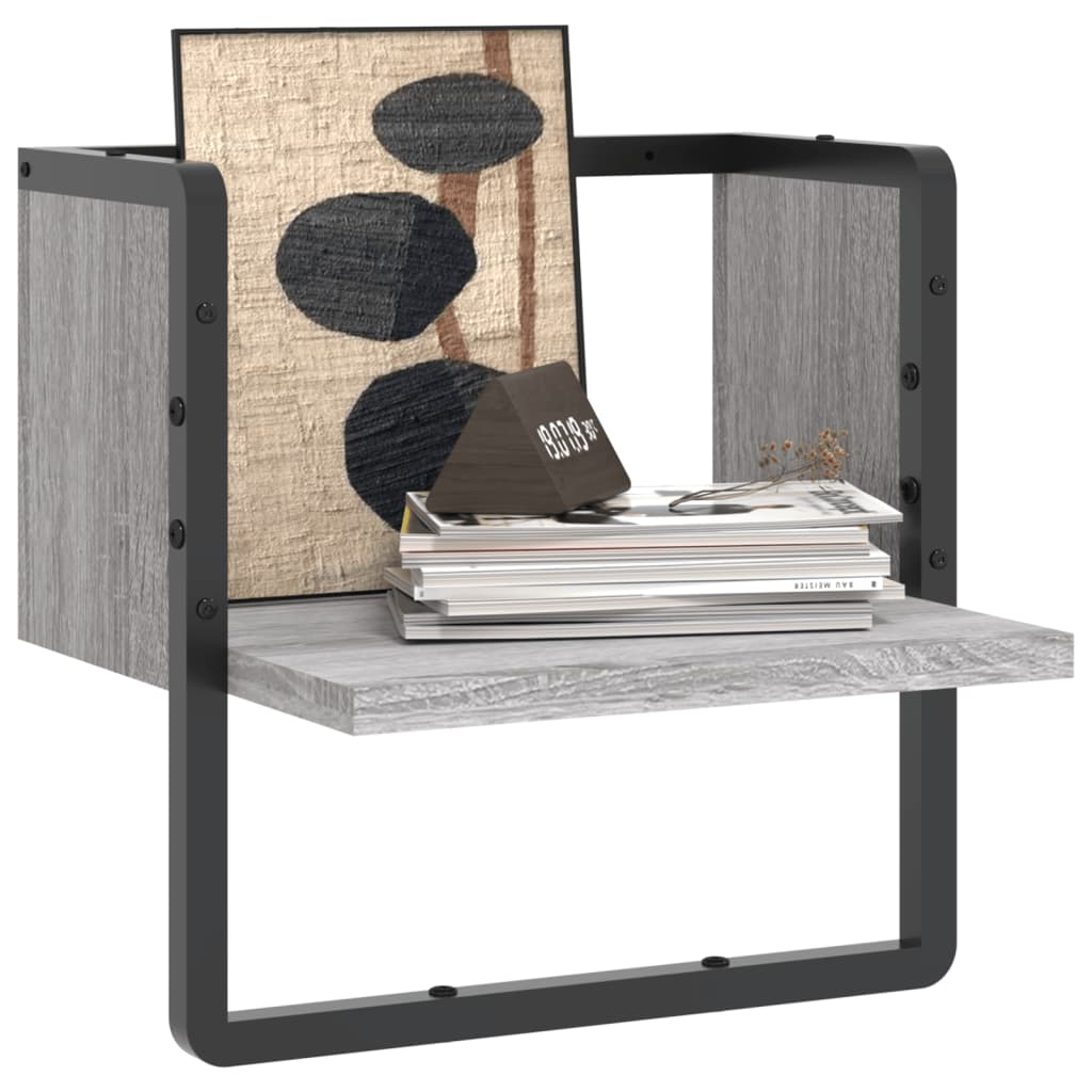 Wall Shelf with Bar Grey Sonoma 30x25x30 cm