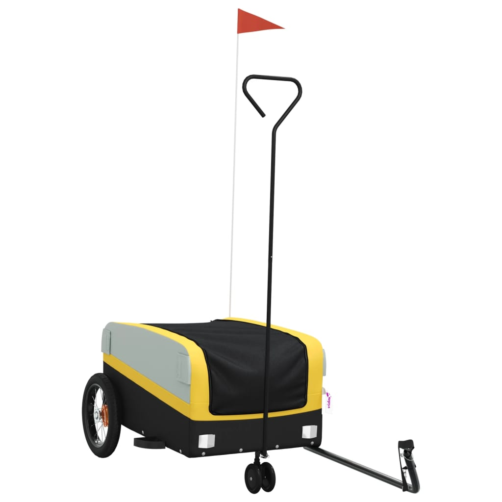 vidaXL Bike Trailer Black and Yellow 30 kg Iron