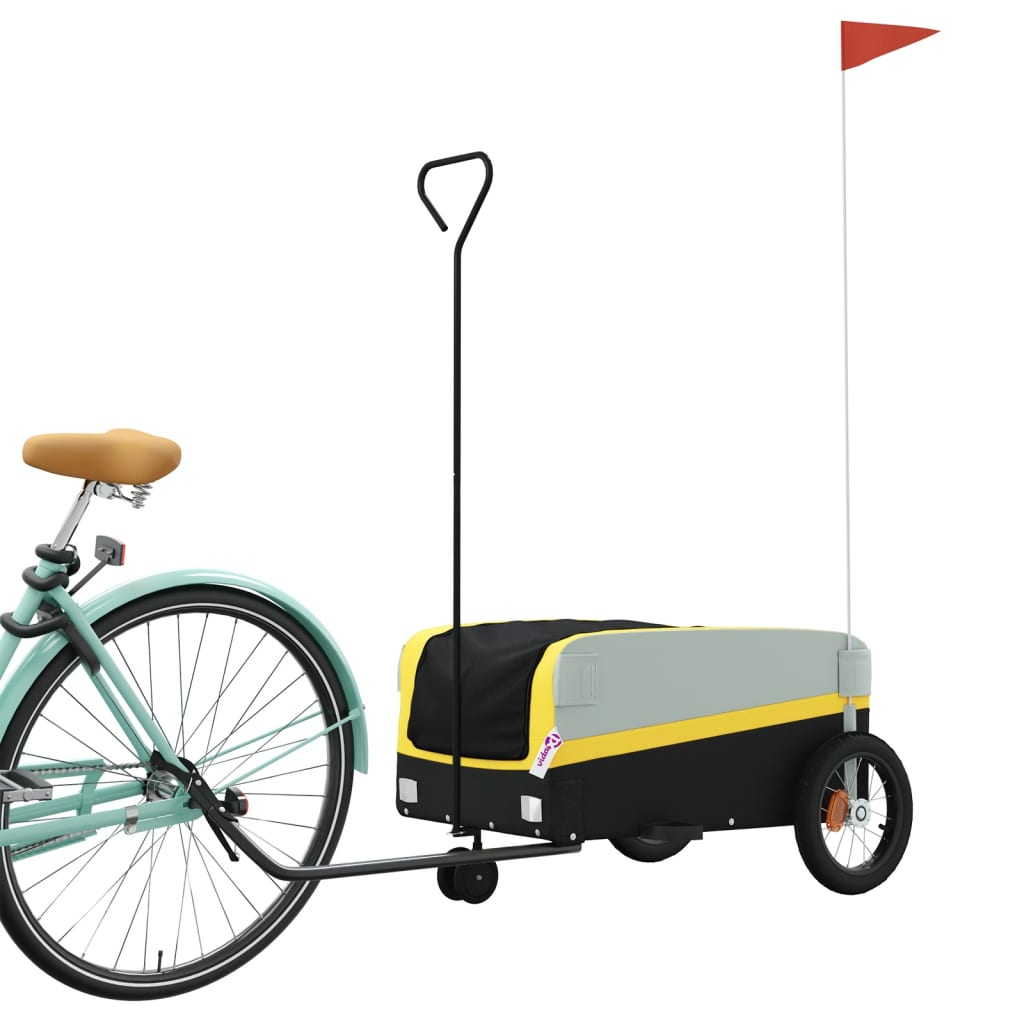 vidaXL Bike Trailer Black and Yellow 30 kg Iron