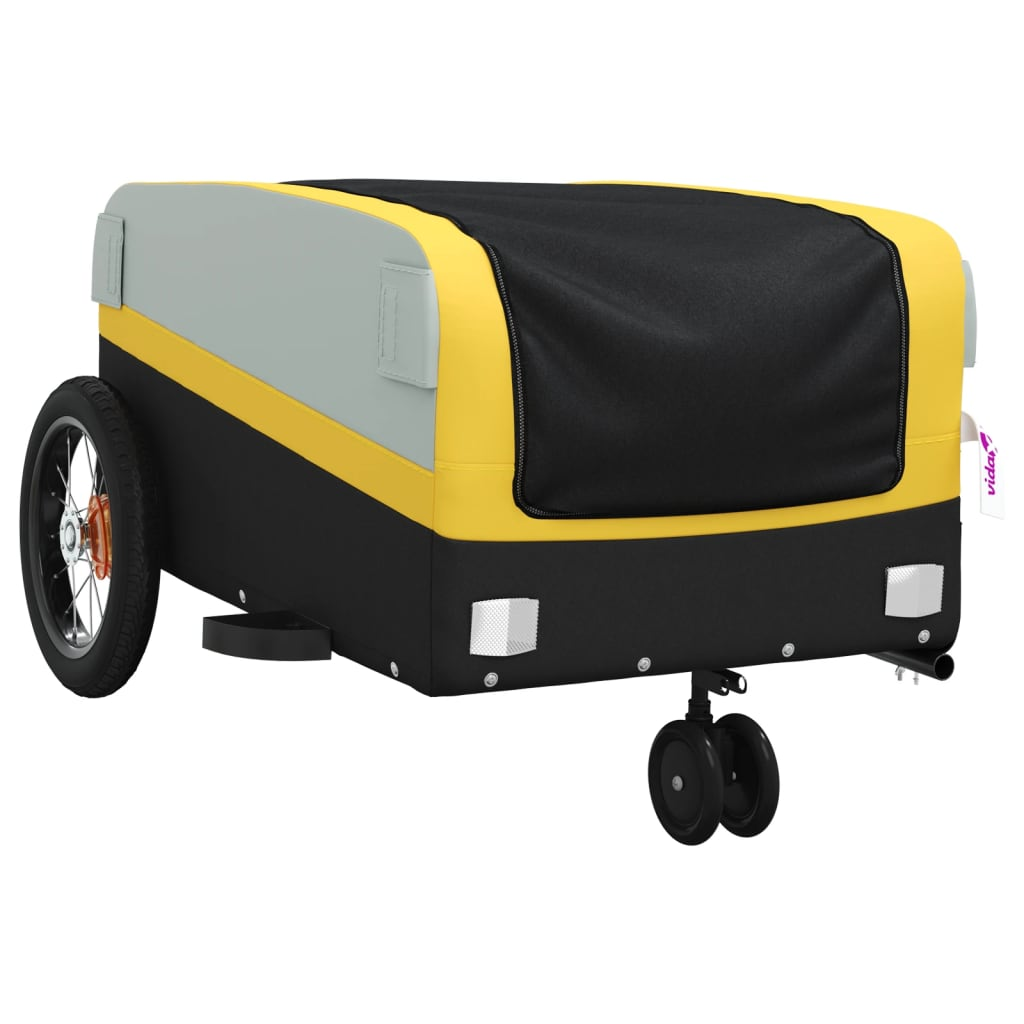 vidaXL Bike Trailer Black and Yellow 30 kg Iron