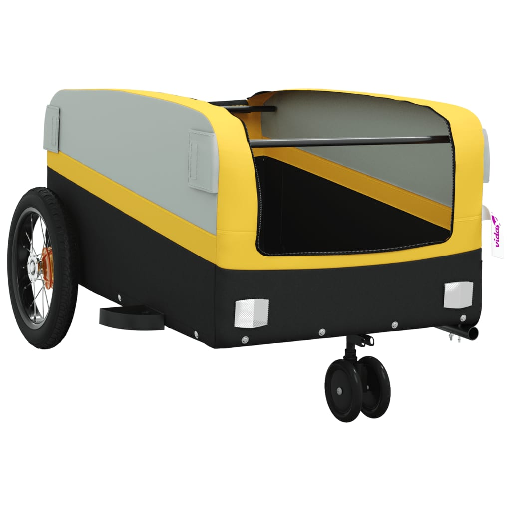 vidaXL Bike Trailer Black and Yellow 30 kg Iron