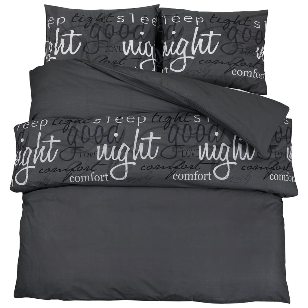 vidaXL Duvet Cover Set Black 140x200 cm Cotton