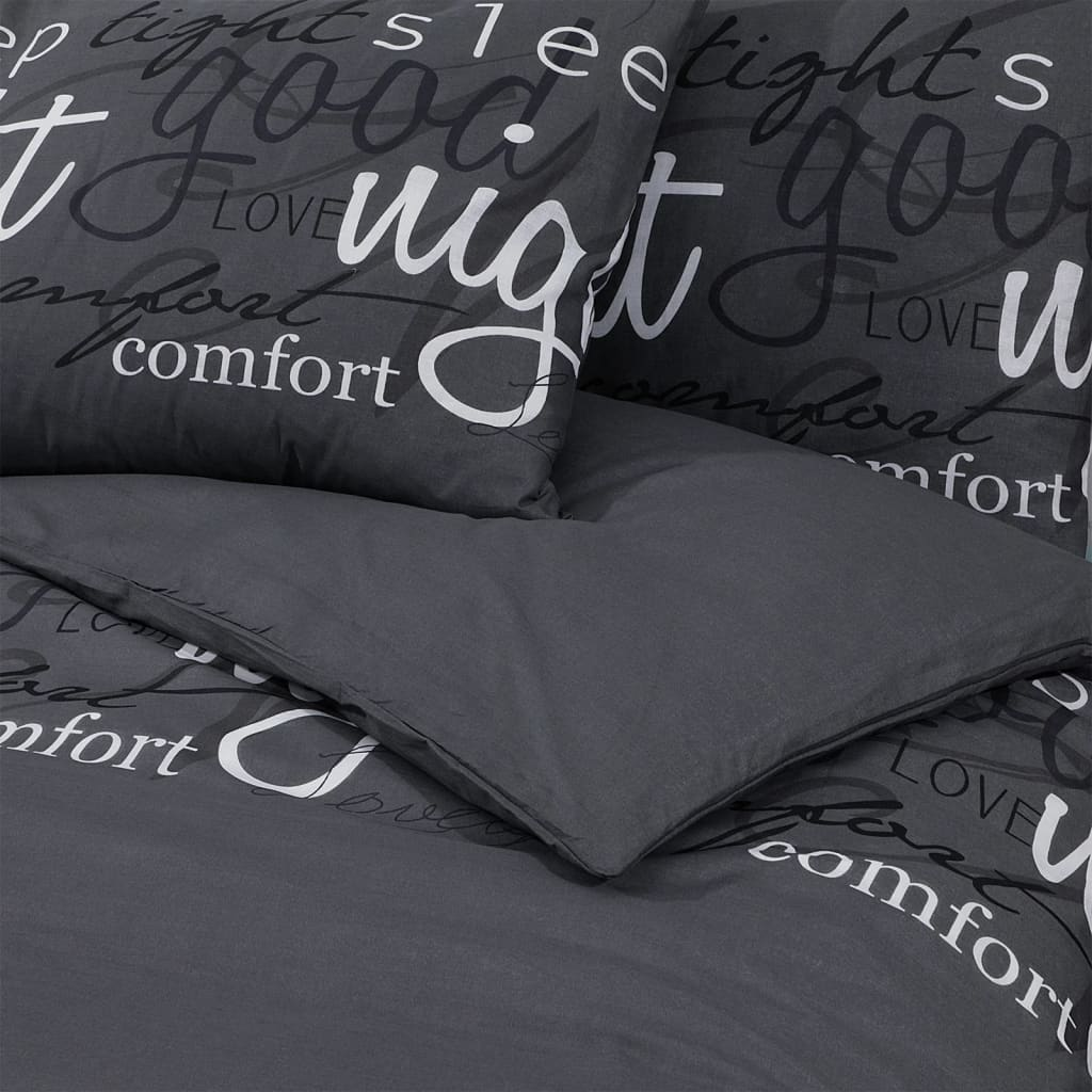 vidaXL Duvet Cover Set Black 140x200 cm Cotton