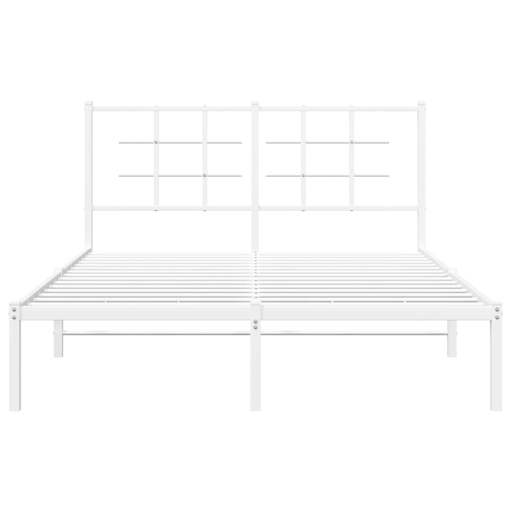 vidaXL Metal Bed Frame with Headboard White 140x200 cm