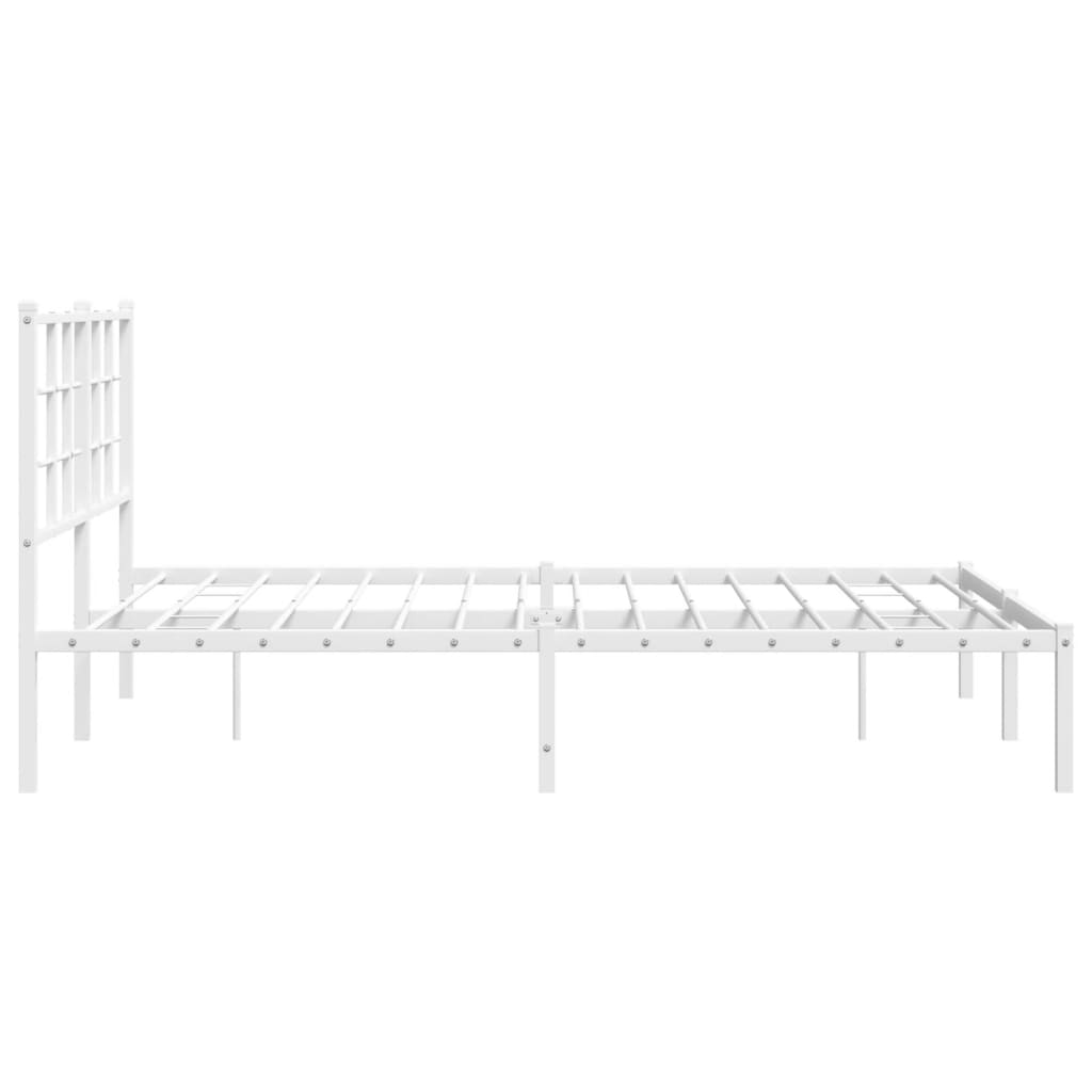 vidaXL Metal Bed Frame with Headboard White 140x200 cm