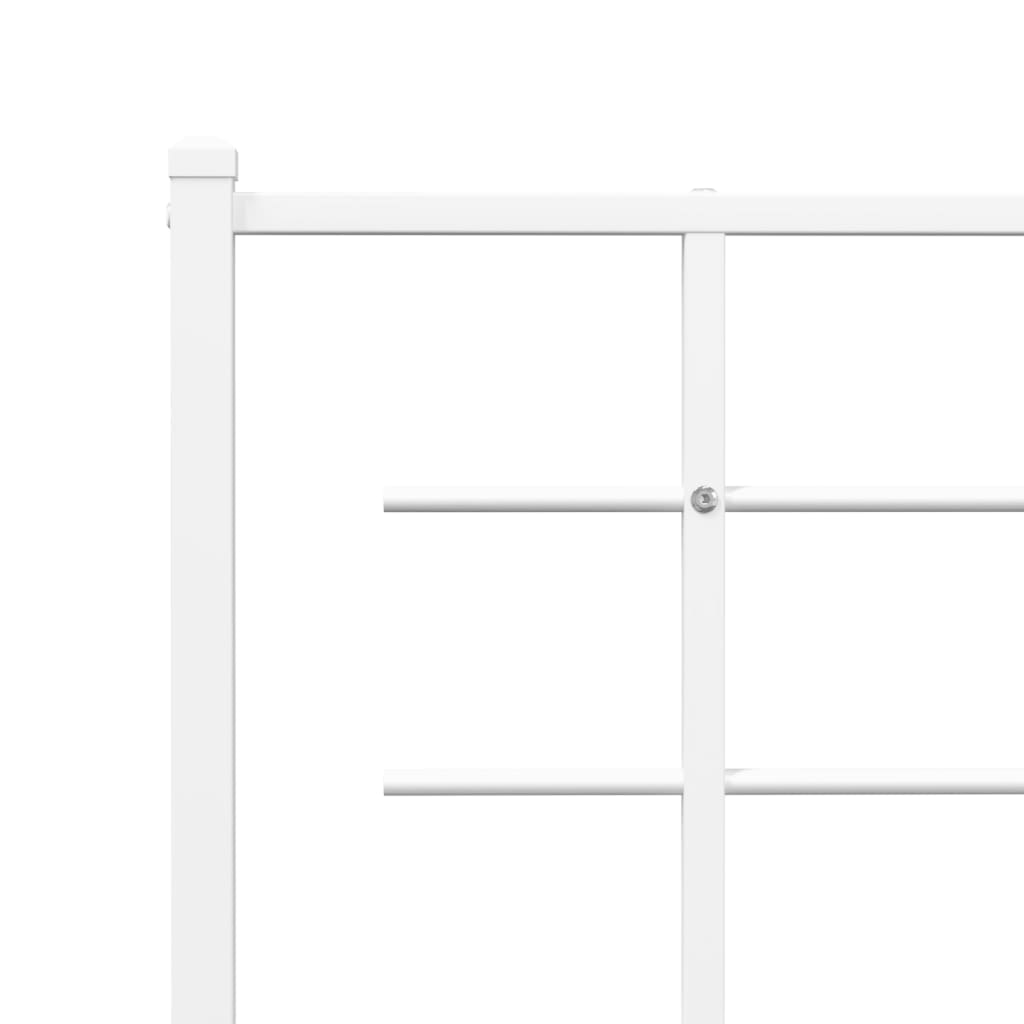 vidaXL Metal Bed Frame with Headboard White 140x200 cm