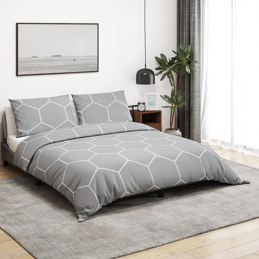 vidaXL Duvet Cover Set Grey 135x200 cm Cotton