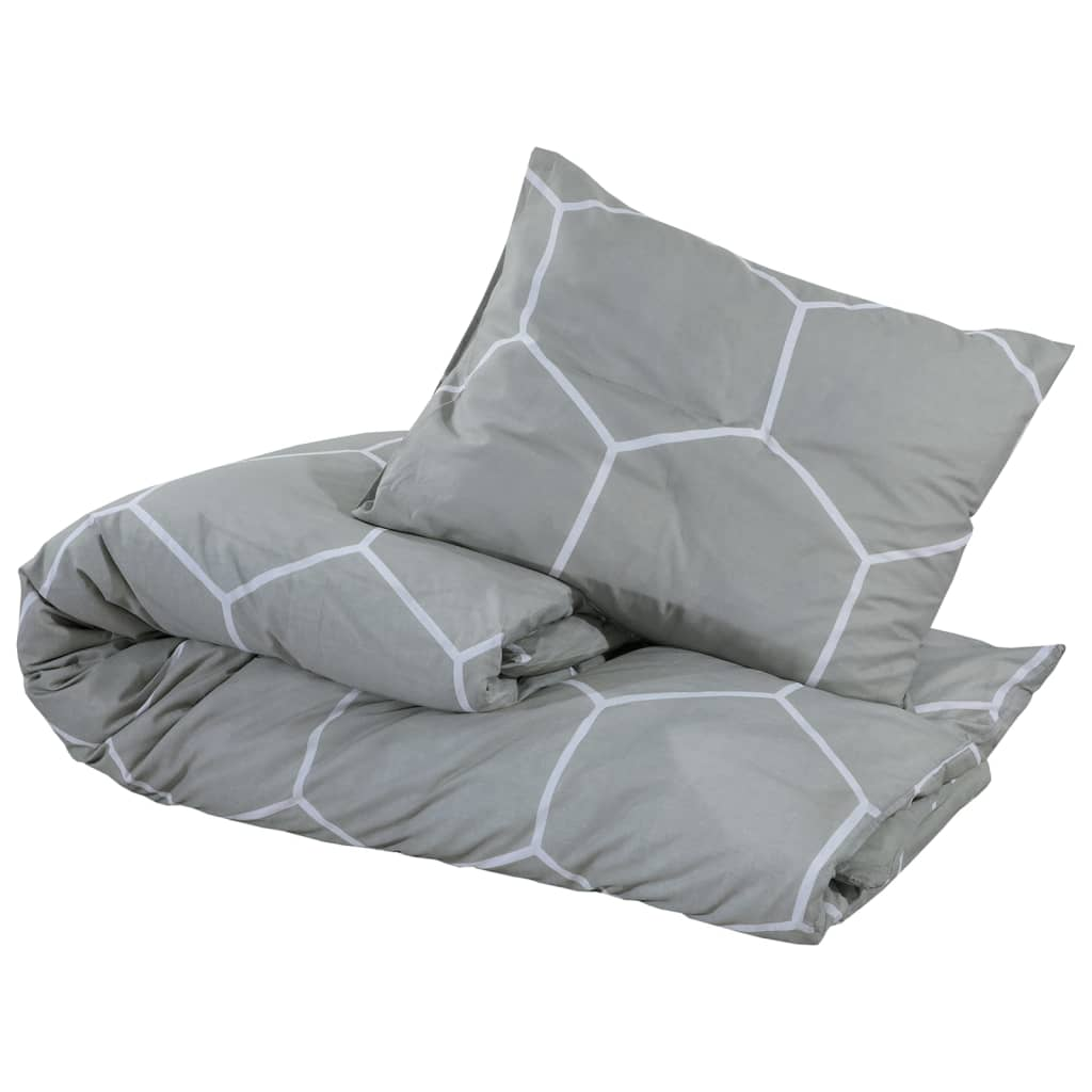 vidaXL Duvet Cover Set Grey 135x200 cm Cotton