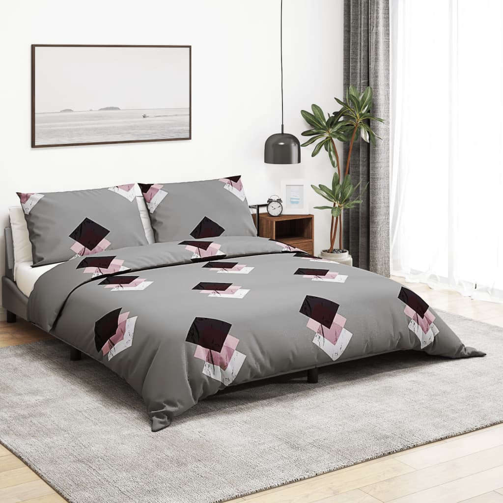 vidaXL Duvet Cover Set Grey 140x200 cm Cotton