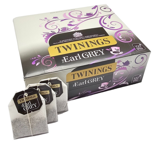 Twinings Earl Grey String & Tag Tea Bags Sachets One Full Pack Box x100 Servings