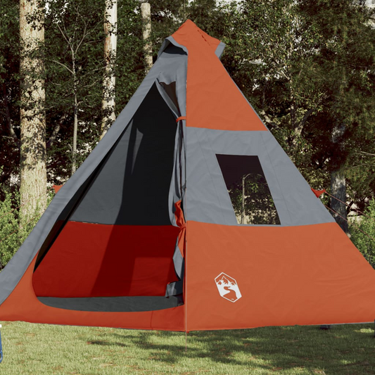 Camping Tent 7-Person Grey and Orange Waterproof