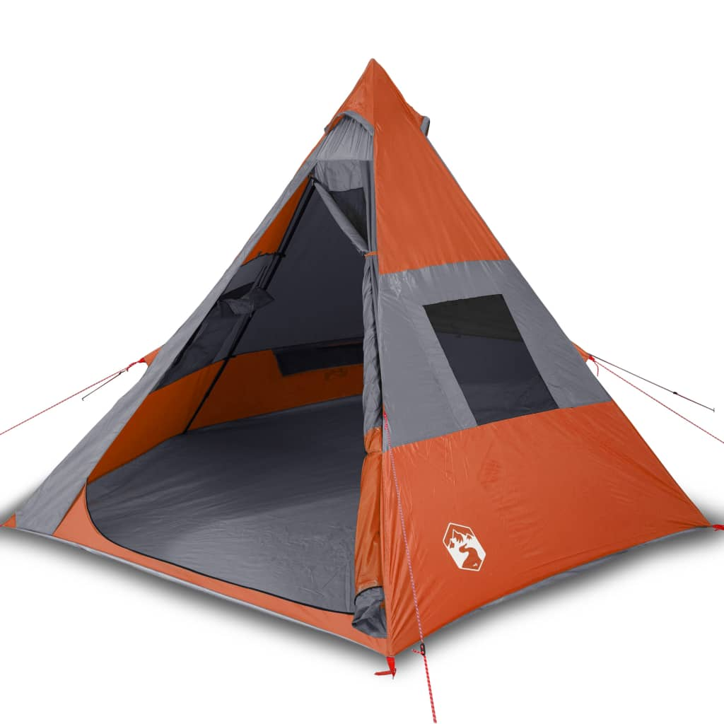 Camping Tent 7-Person Grey and Orange Waterproof