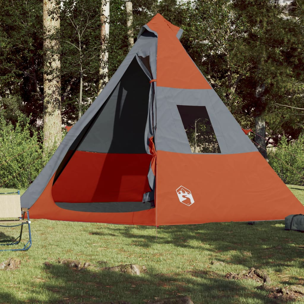 Camping Tent 7-Person Grey and Orange Waterproof