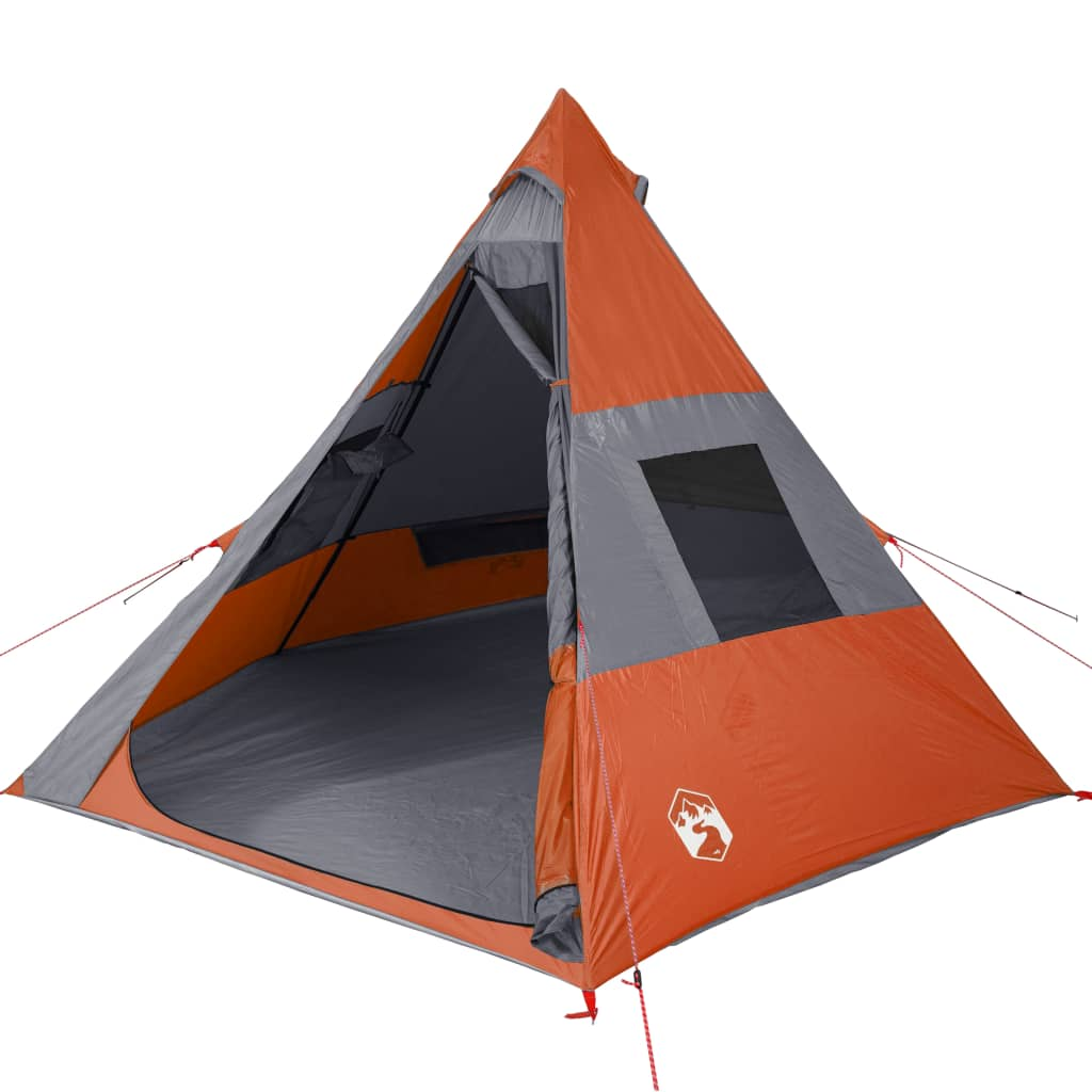 Camping Tent 7-Person Grey and Orange Waterproof