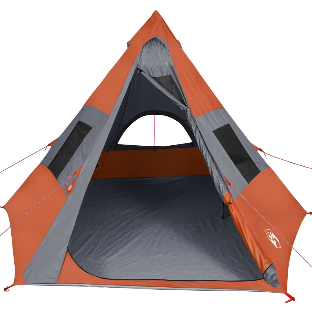 Camping Tent 7-Person Grey and Orange Waterproof