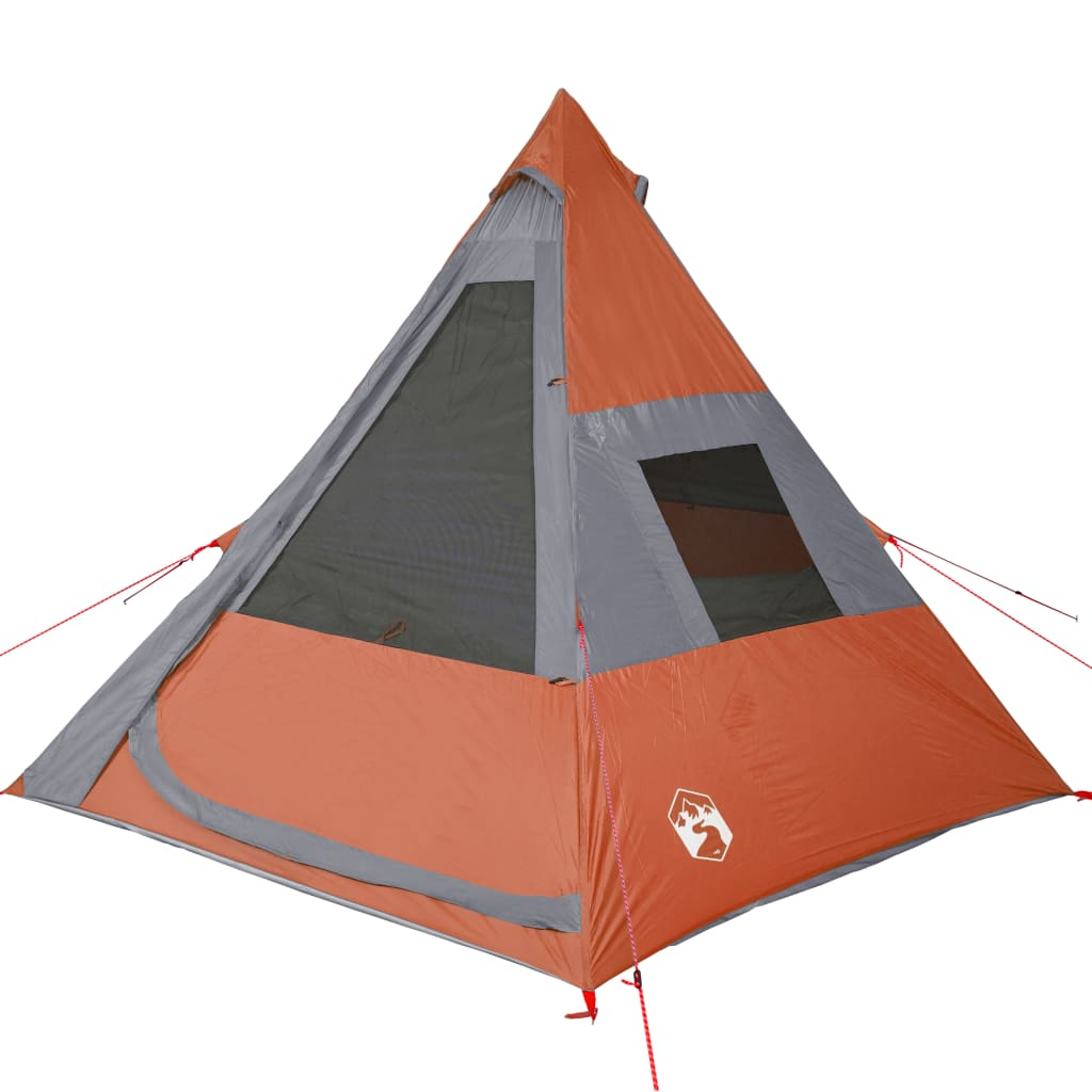 Camping Tent 7-Person Grey and Orange Waterproof