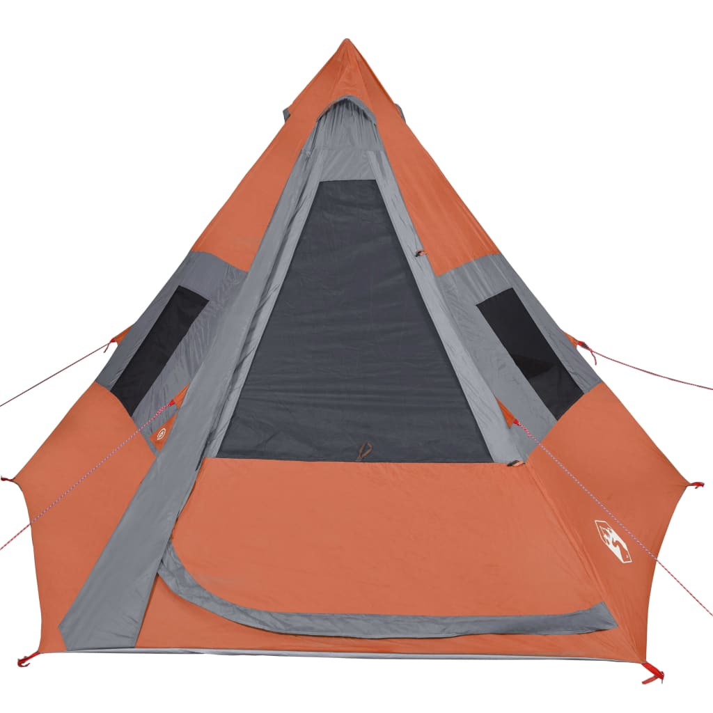 Camping Tent 7-Person Grey and Orange Waterproof