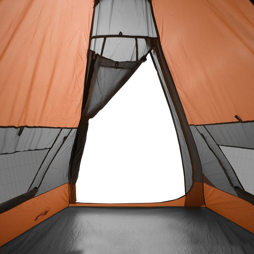 Camping Tent 7-Person Grey and Orange Waterproof