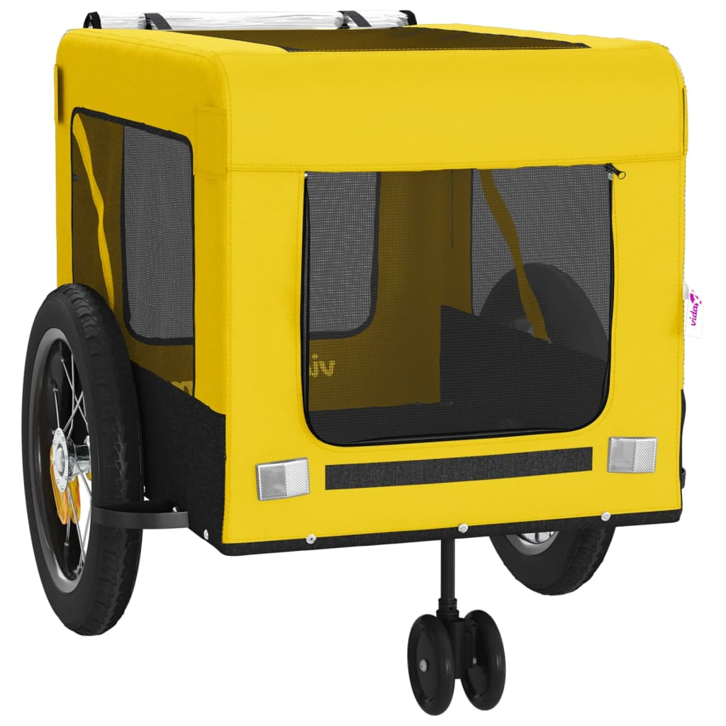 vidaXL Pet Bike Trailer Yellow and Black Oxford Fabric and Iron