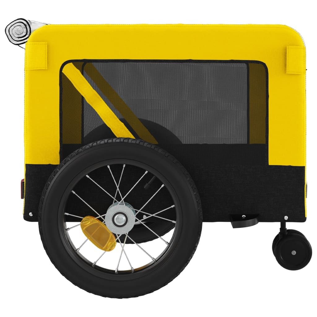 vidaXL Pet Bike Trailer Yellow and Black Oxford Fabric and Iron