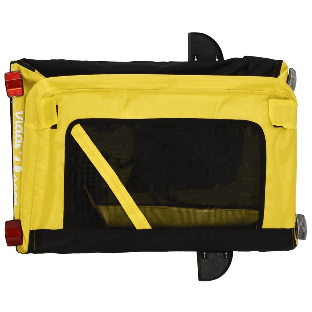 vidaXL Pet Bike Trailer Yellow and Black Oxford Fabric and Iron