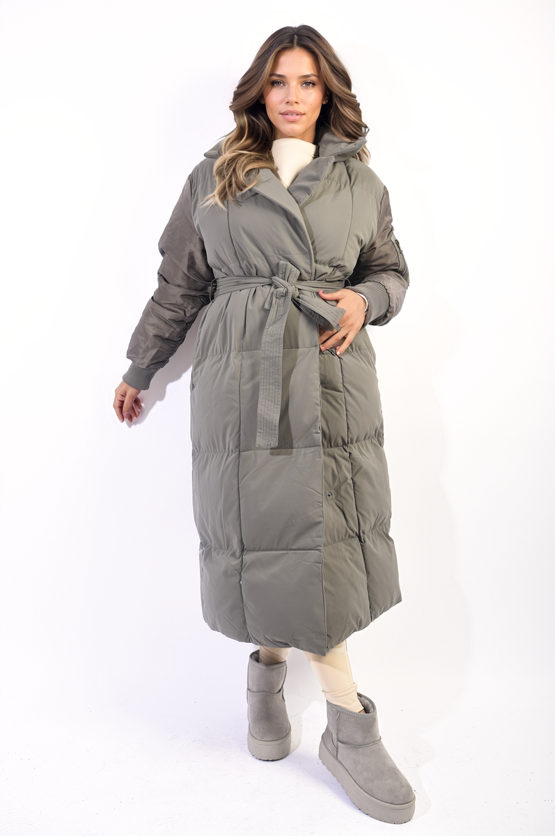 Long Belted Puffer Coat