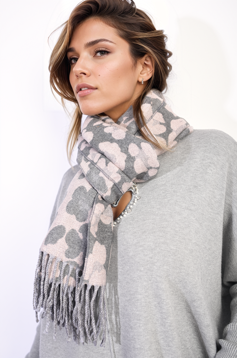 Saira Animal Print Scarf with Tassel